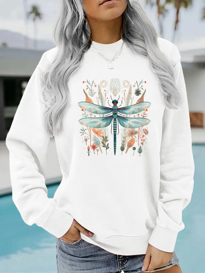 Kvindernes sweatshirt med unikt sølvflueprint og botanisk design Stilla