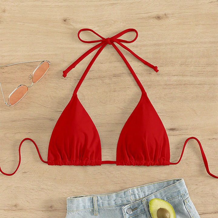 Dame triangel-bikini med justerbare stropper og bindedetaljer Skovae