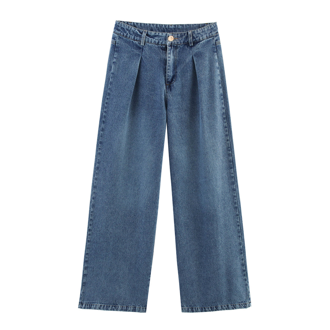 Femme Højtaljede Bredbensk Fald-Denim-Bukser Stilla