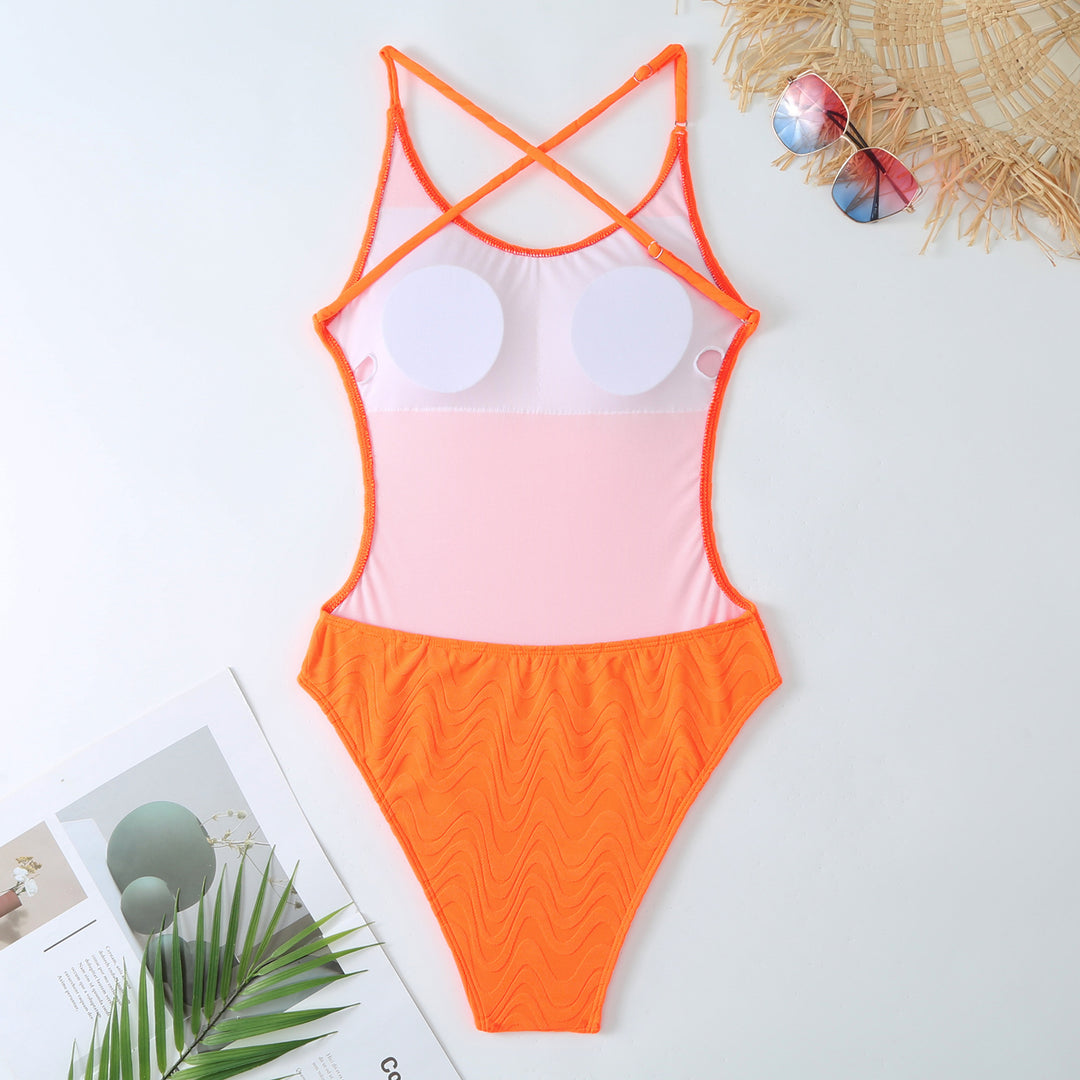 Dame Sporty Badedragt med trendy bølgedesign Stilla