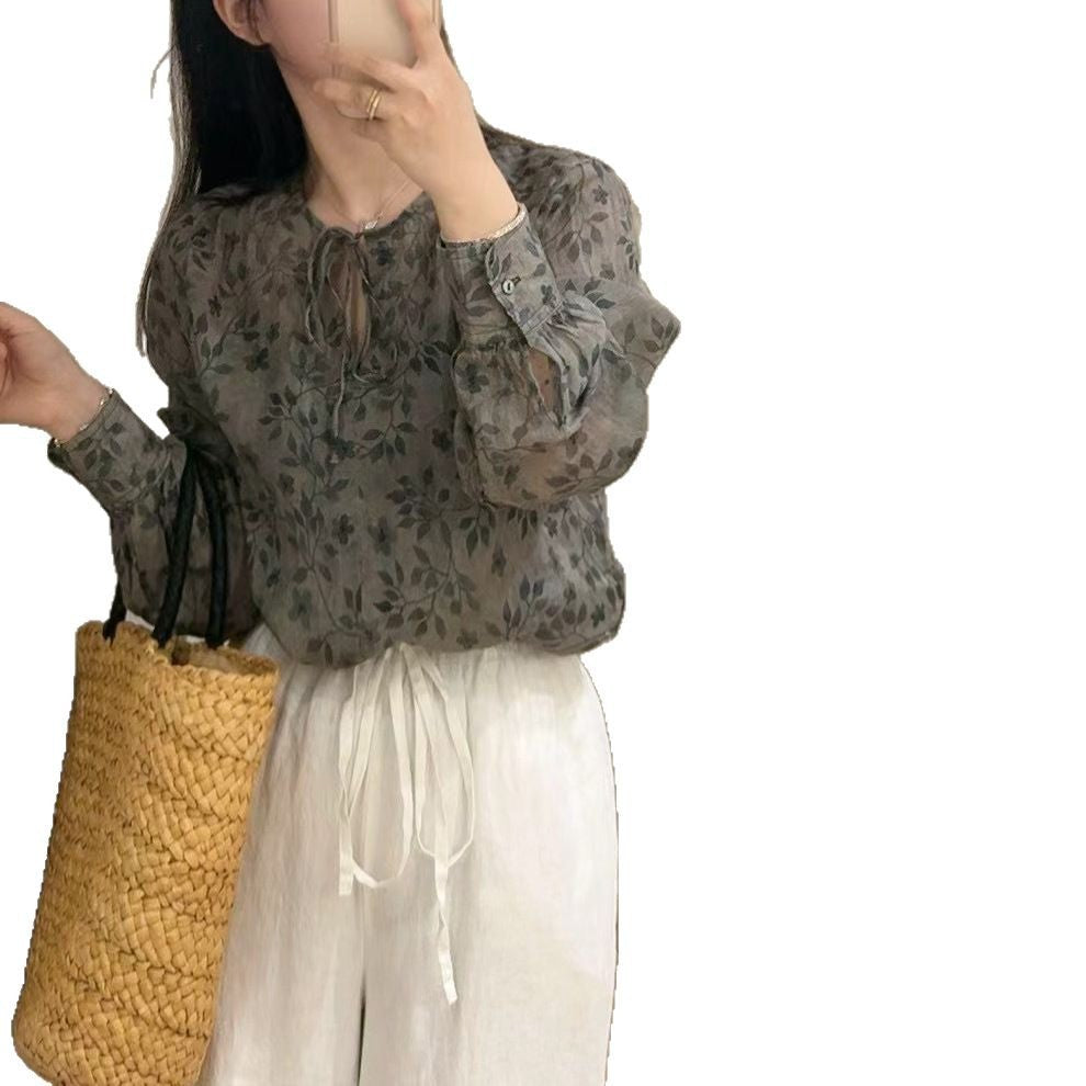 Femme Let blomstret trykt bluse Stilla