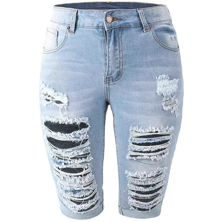 Dame Ripped Jeans-Shorts med Distressed-effekter Stilla