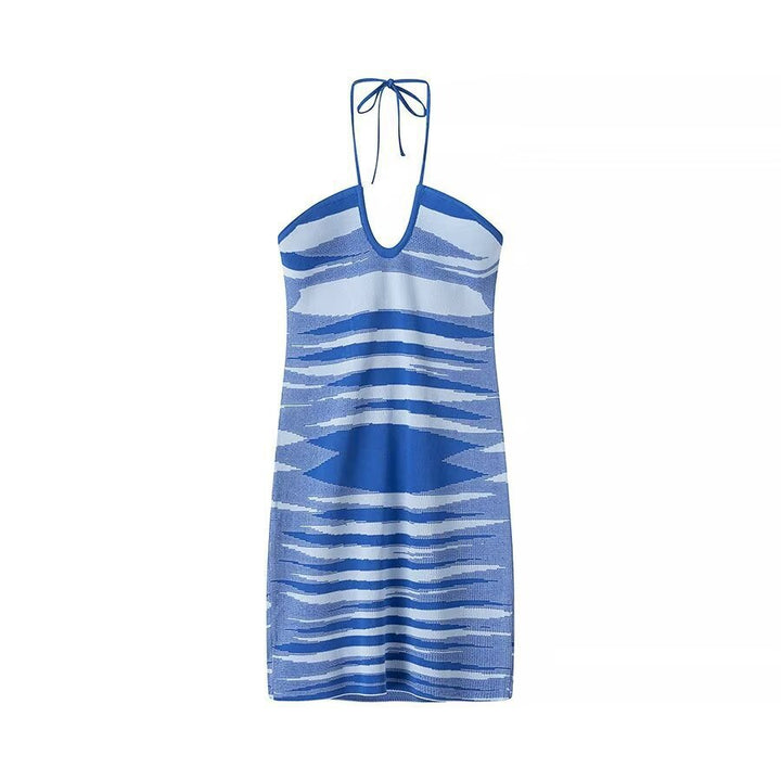 Dame Halterneck Strikket Mini Kjole Stilla