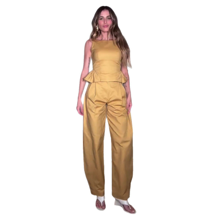 Kvinders elegante jumpsuit med peplumdetalje og bredt ben Skovae