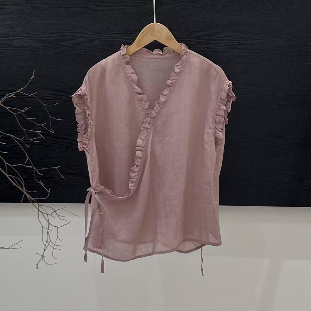 Femme Blød Rynke Indpakningsbluse Stilla
