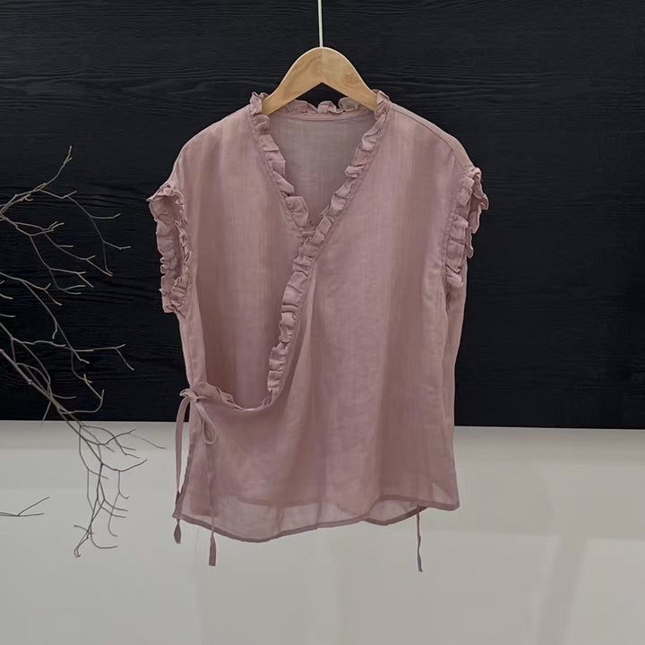 Femme Blød Rynke Indpakningsbluse Stilla