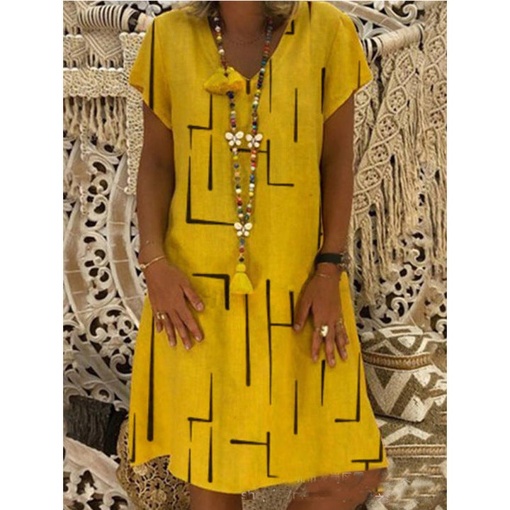 Stilla | Trendy Print V-Hals Kjole