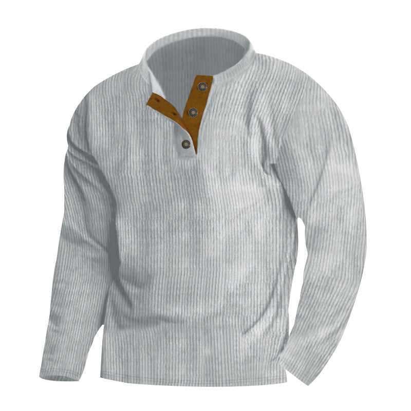 Herre afslappet strikpullover med moderne knapliste og struktureret design Stilla