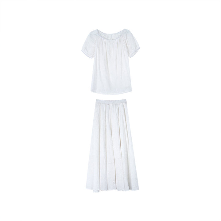 Dame Maxikjole med off-shoulder design og raffinerede broderier Stilla