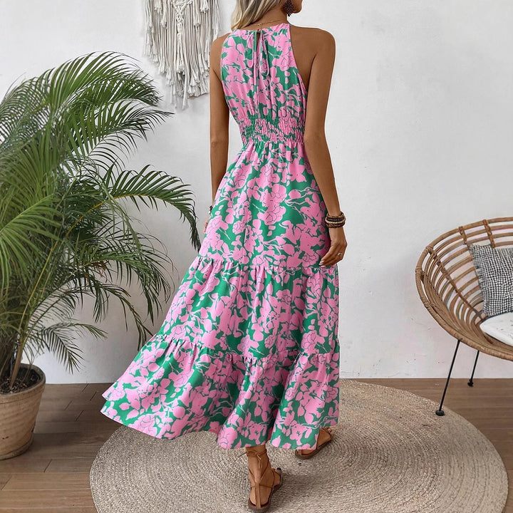 Dame Langlaget Kjole med blomstret Design og elastisk Talje Stilla