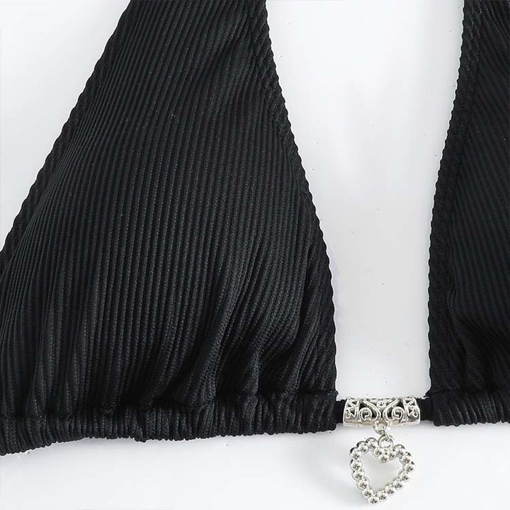 Dame Rib Halterneck-Bikini-Sæt Stilla