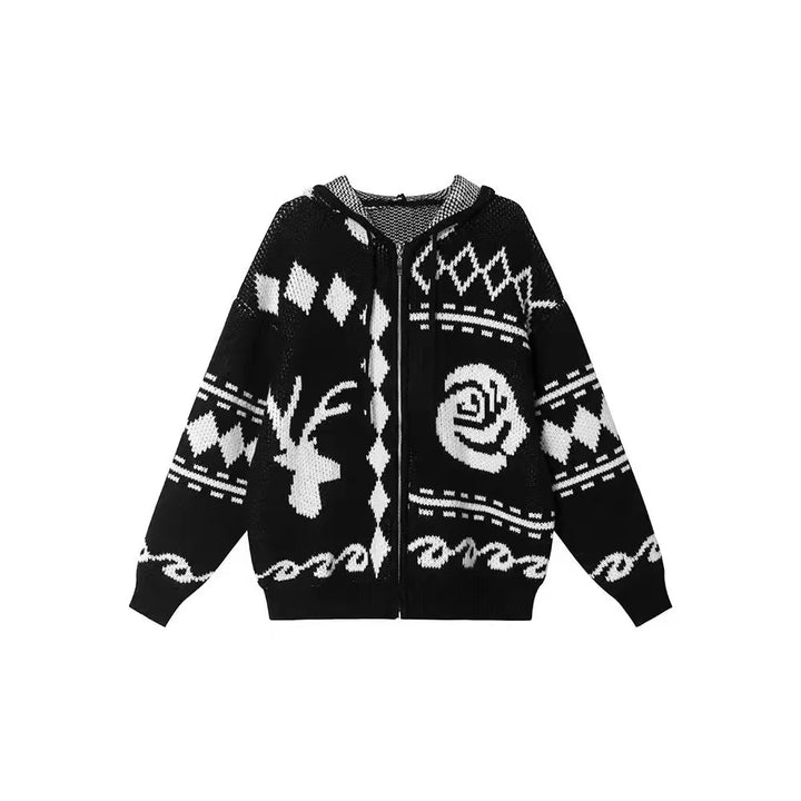 Kvinders chunky strikket cardigan med iøjnefaldende mønster og komfortabel pasform Stilla