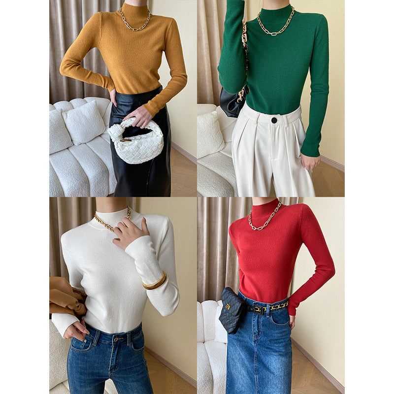 Dame fitted turtleneck top lavet af fint ribstrik Stilla