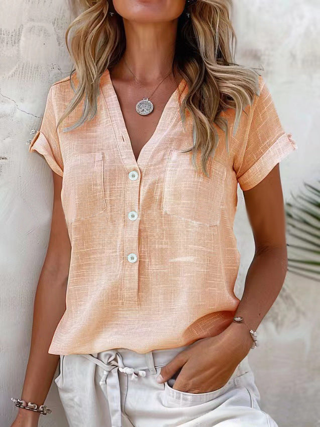 Dame Fritids Let Knap-Bluse Stilla