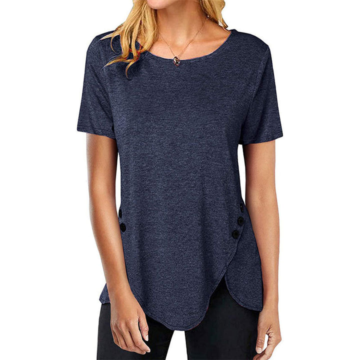 Damer asymmetrisk T-shirt med knapdetaljer Stilla