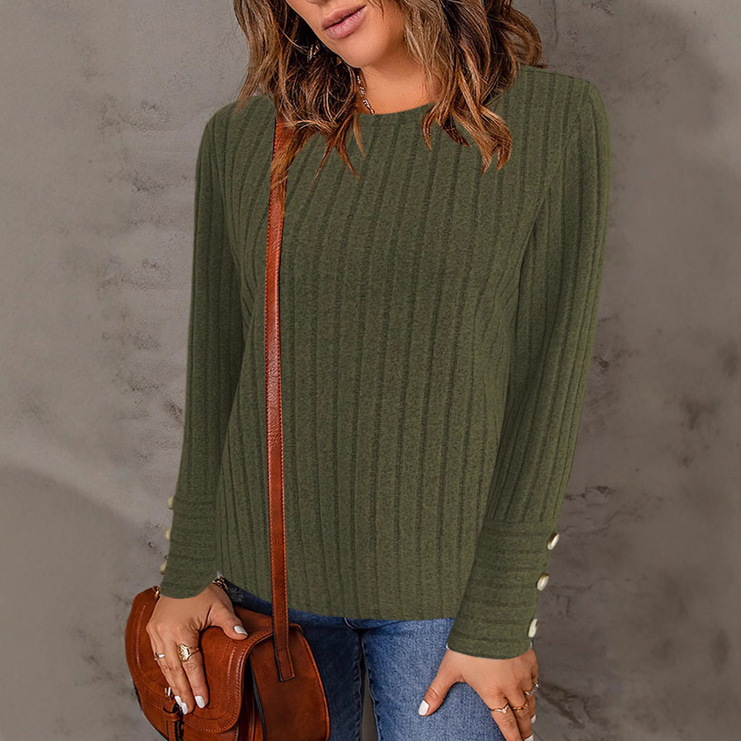 Dame Struktureret Pullover med moderne Knapper Stilla