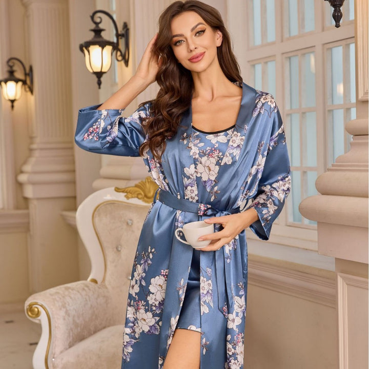 Femme Floral Satin Nattøj Sæt Stilla