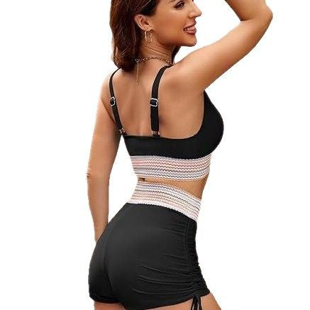 Dame Sporty bikini-sæt med moderigtigt crop-top og højtaljede shorts Stilla