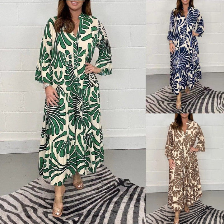 Stilla | Chic Loose Fashion V-Hals Chiffon Plisseret Kjole