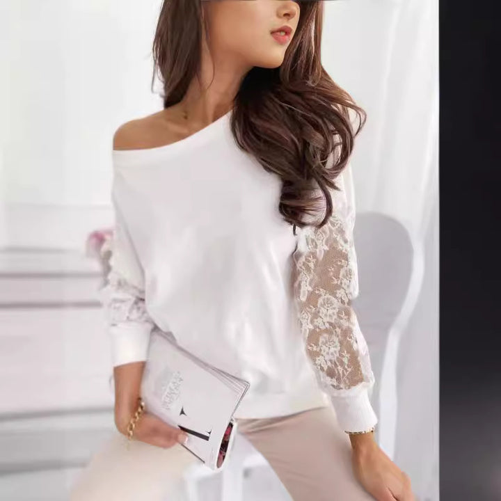 Dame Elegante Sweatshirt med transparente spidsærmer Stilla