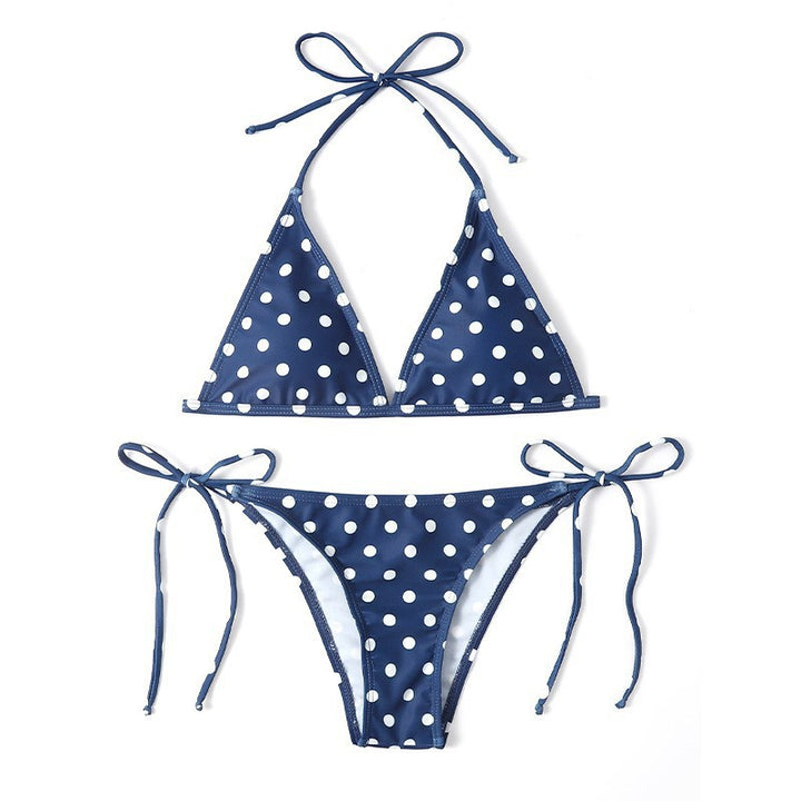 Dame Triangle-Bikini med sarte prikker og justerbare bånd Stilla