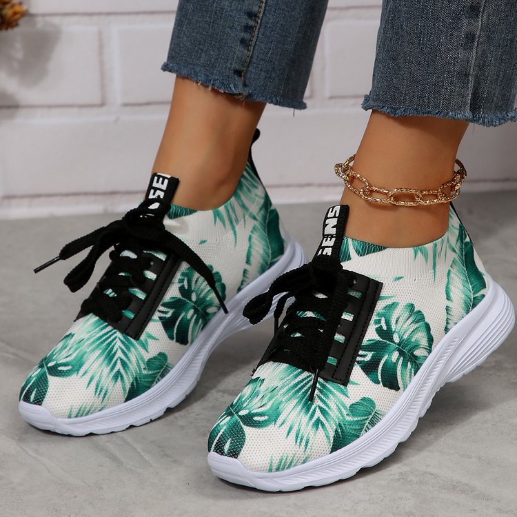 Dame Sporty Sneakers med blomsterprint og elastisk design Stilla