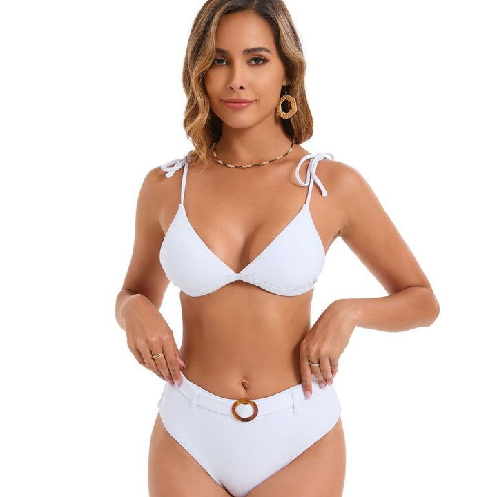 Dame justerbar triangle-bikini-sæt med moderne ringdetalje Stilla