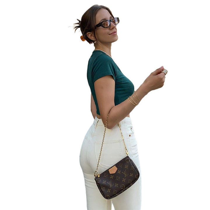 Damer cropped T-shirt med broderet Milano-design Stilla