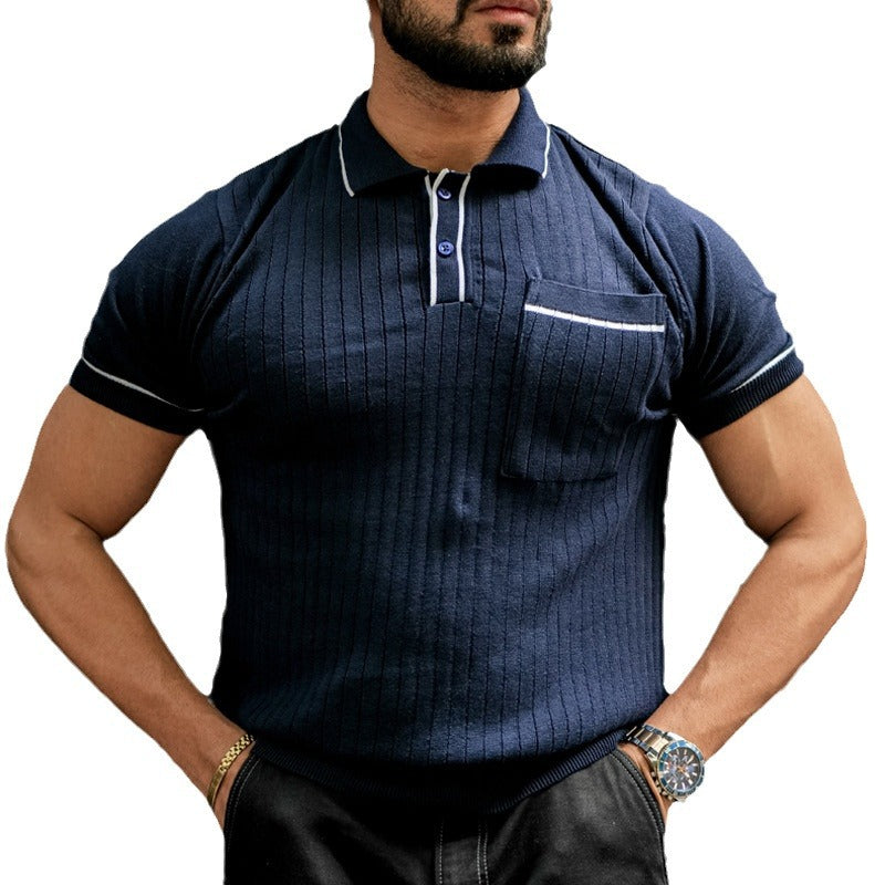 Herre polo skjorte med struktureret design og påsat lomme Stilla