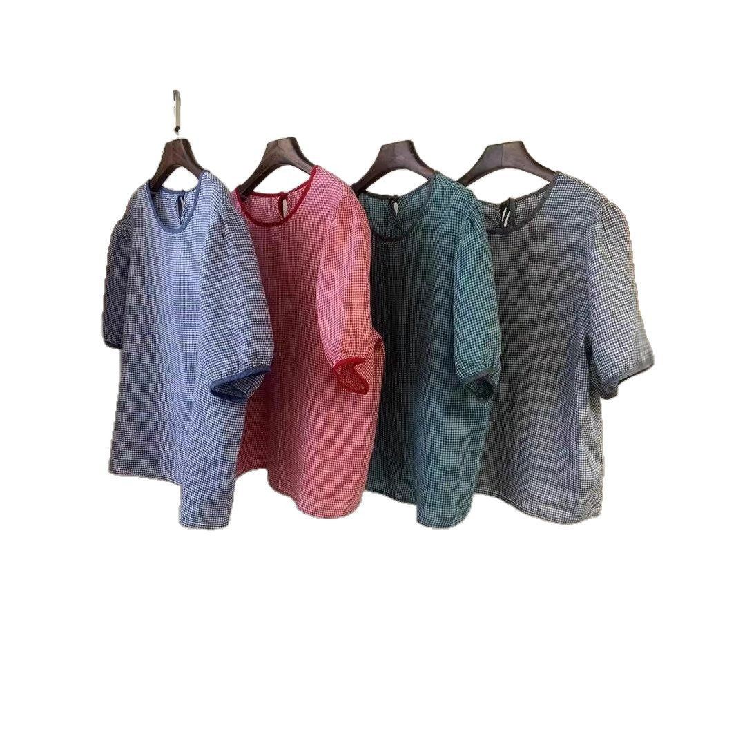Dame Gingham-mønster Bindebluse Stilla