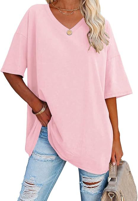 Dame afslappet V-hals T-shirt med oversize pasform Stilla