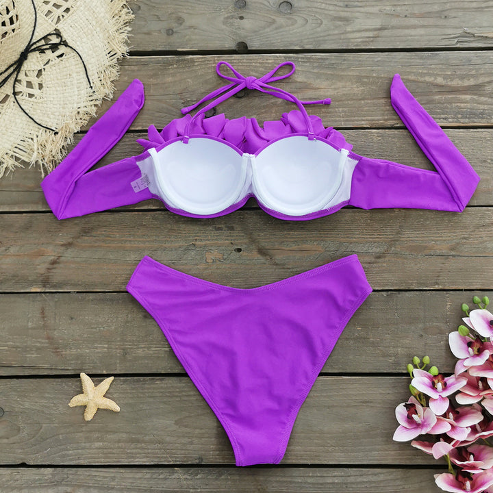 Damebikini med blomsterdesign og skulderfri top Stilla