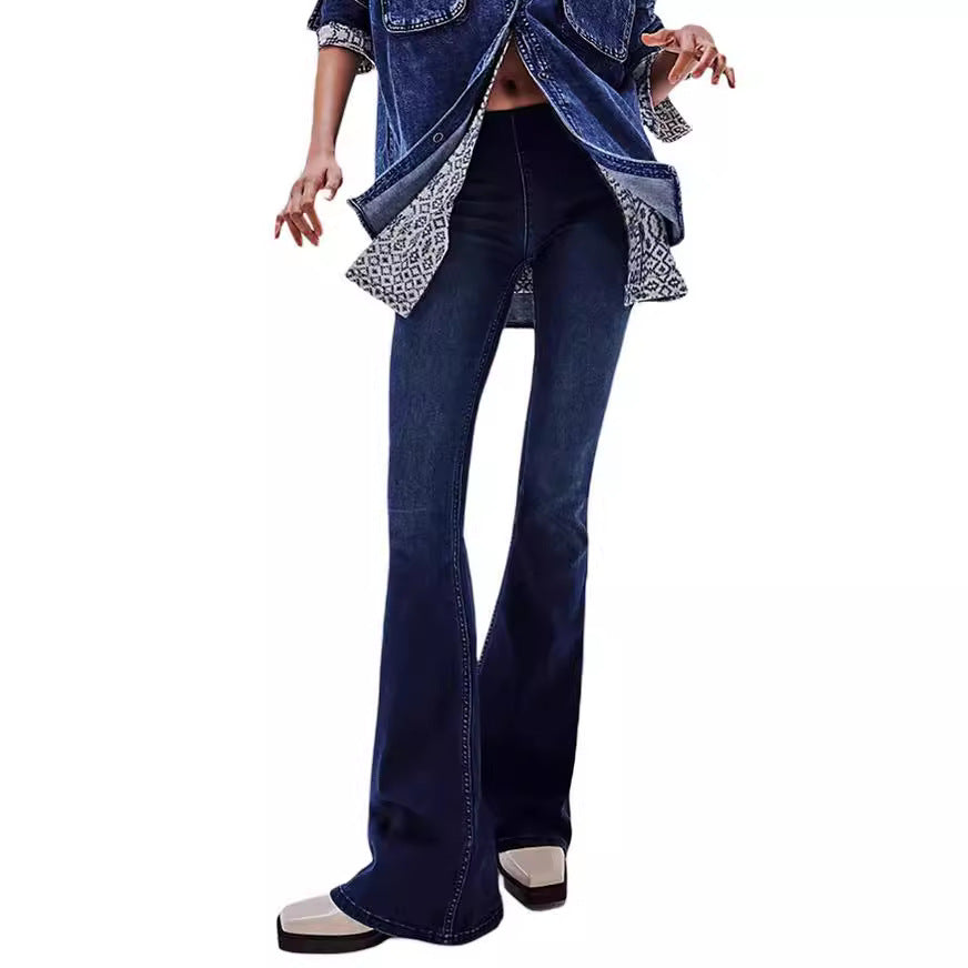 Dame Flared Jeans i Vintage-stil Stilla
