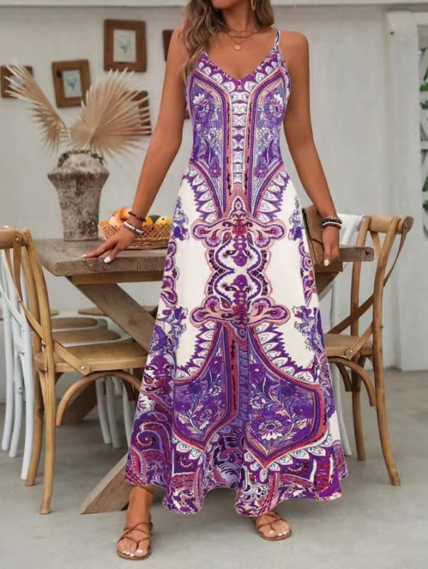Dame maxikjole med elegant paisley mønster Skovae