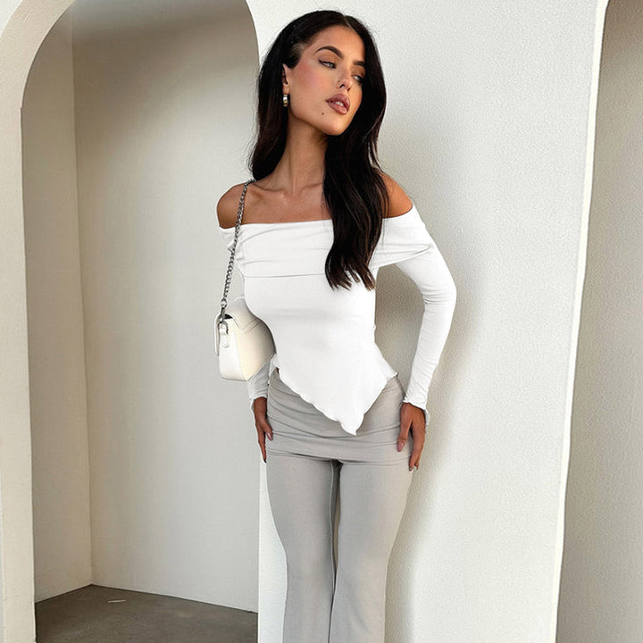 Dame Off-Shoulder skjorte med elegante trompetærmer Skovae
