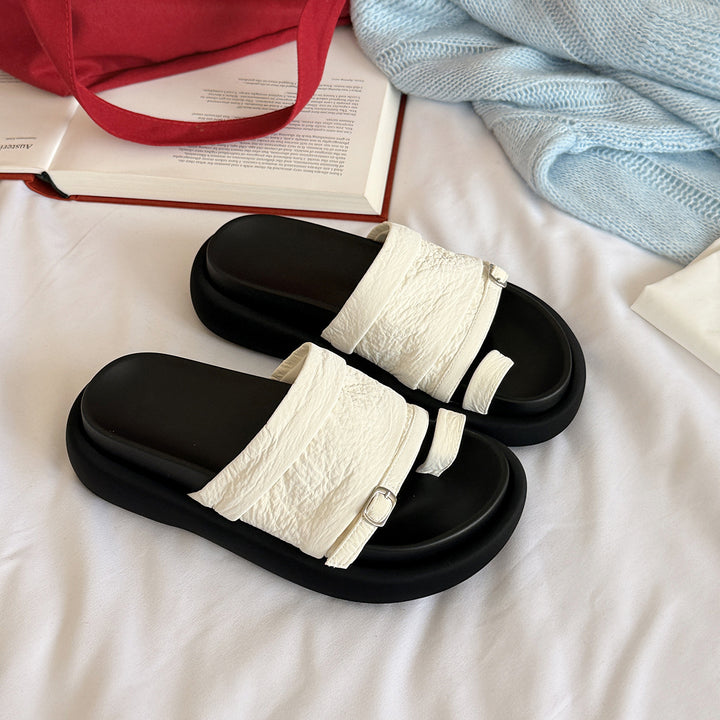 Femme Moderne Teksturerede Slide Sandaler Stilla