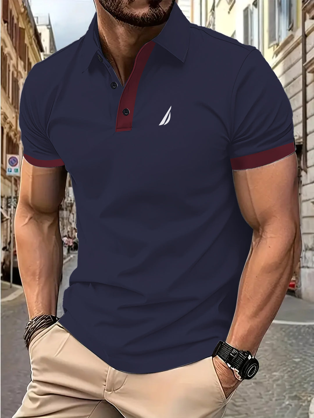 Herre poloshirt med moderne krave og åndbart materiale Stilla