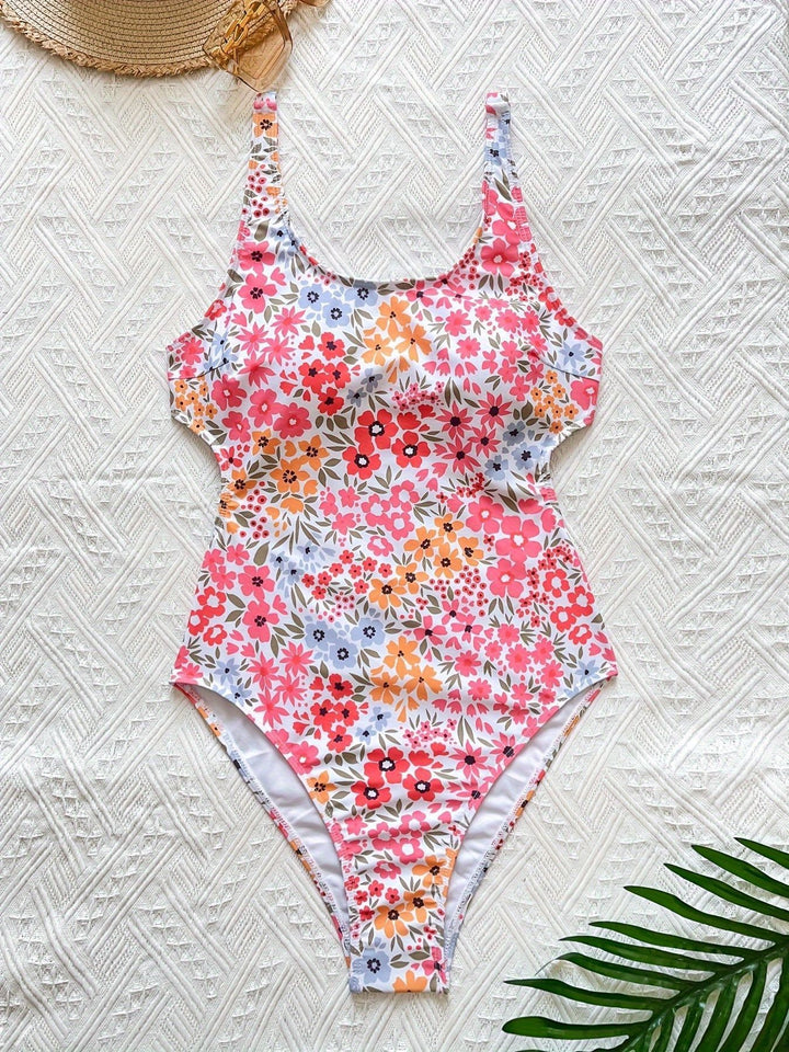 Dame Floral Print Højskåret Én-dels Badedragt Stilla