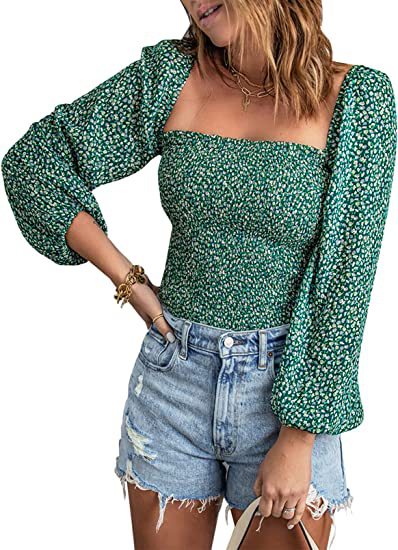 Dame Smocked Bluse med ballonærmer Stilla