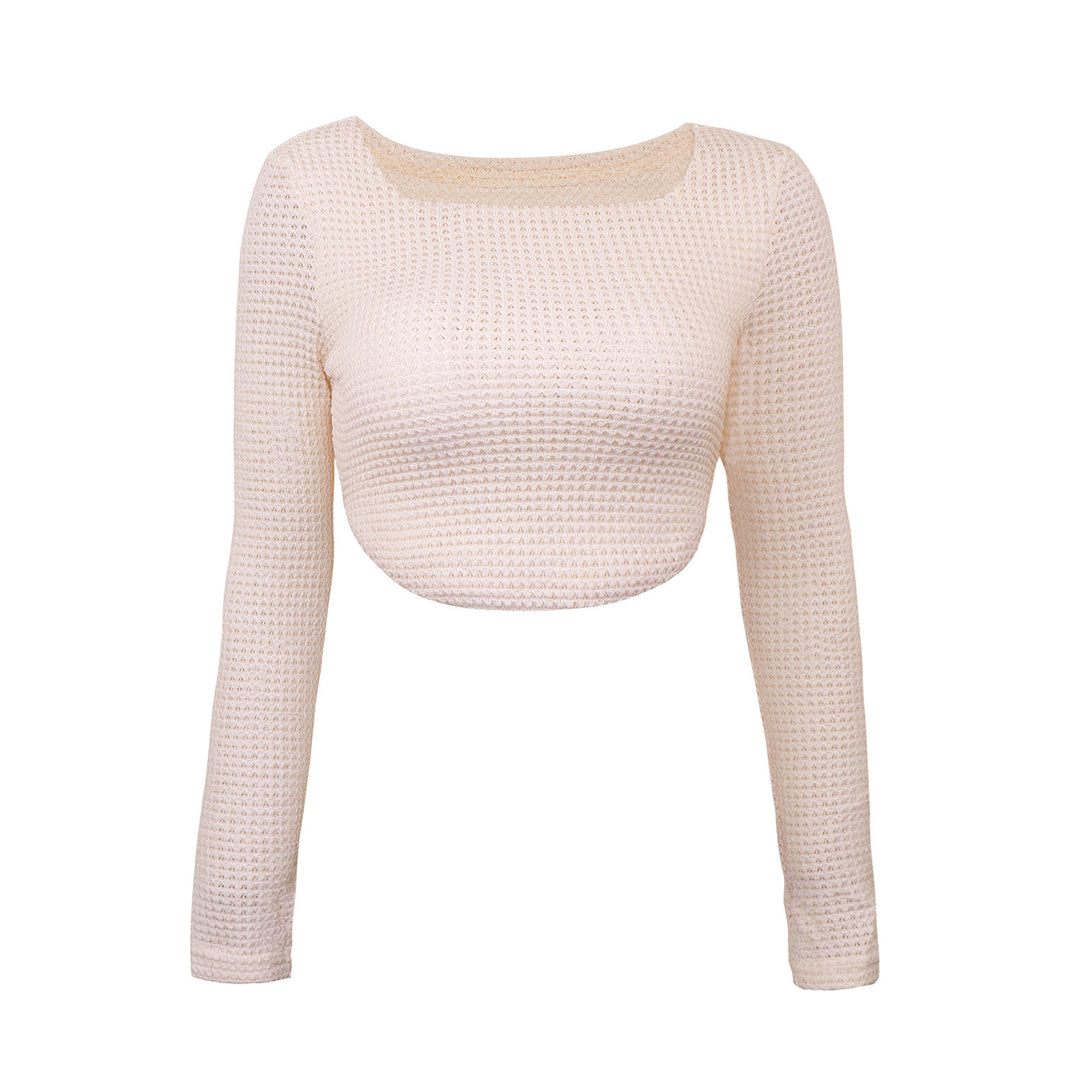 Dame Strik-Crop-Top med lange ærmer og struktureret design Stilla