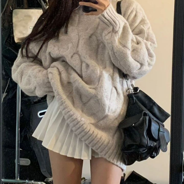 Femme Struktureret Kabelstrik Pullover Sweater Stilla