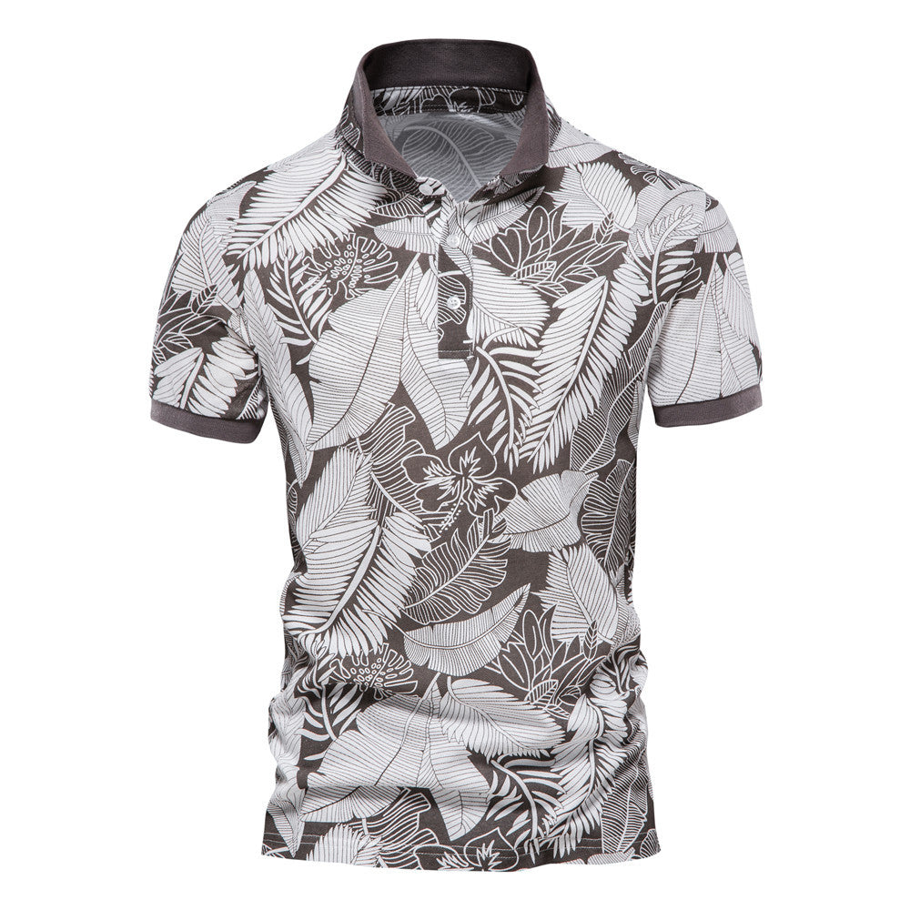 Herre Polo-Shirt med blomsterprint og moderne krave Stilla