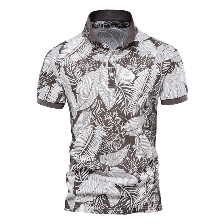 Herre Polo-Shirt med blomsterprint og moderne krave Stilla