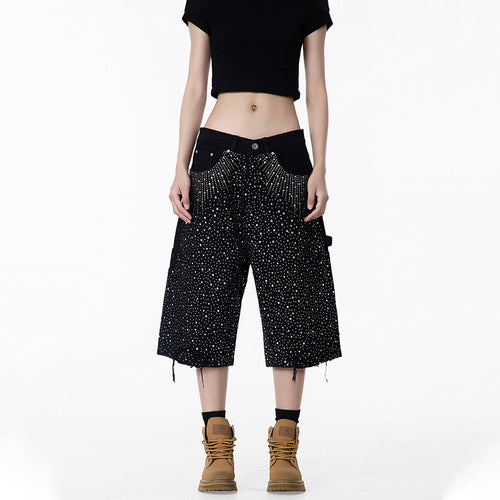 Dame Cargo-shorts med glitrende detaljer og bred pasform Stilla