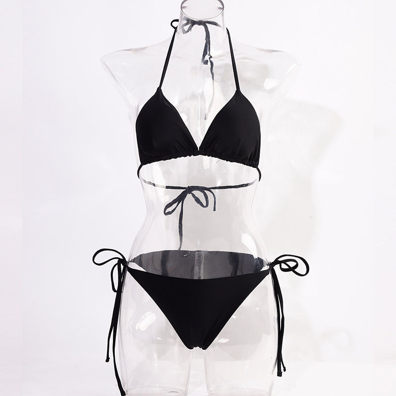 Dame triangel-bikini med justerbare bindebånd og raffinerede detaljer Skovae