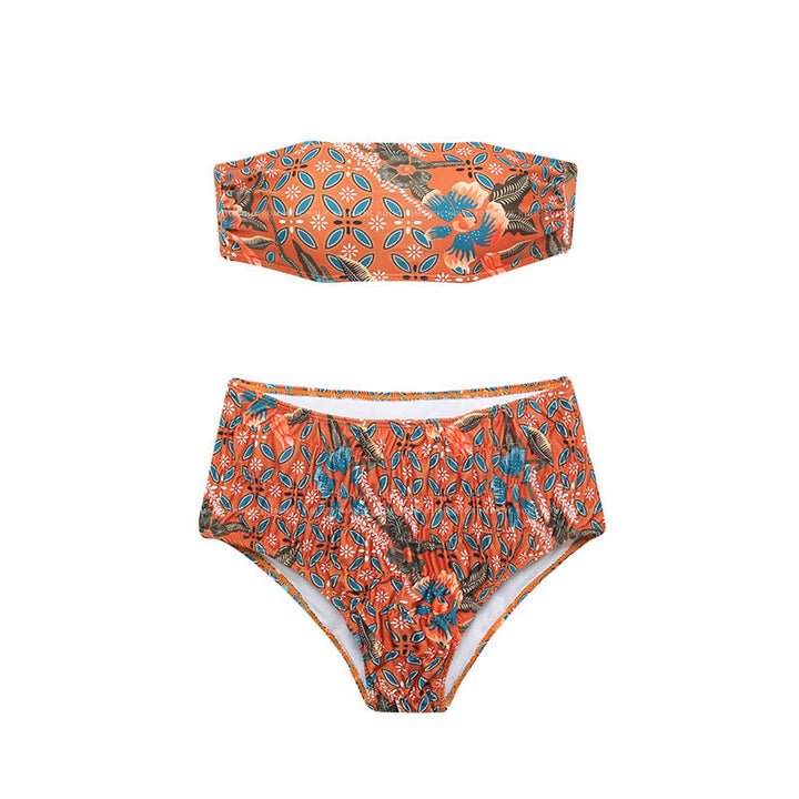 Dame Bandeau bikini-sæt med moderigtigt knudedesign og høj skæring Stilla