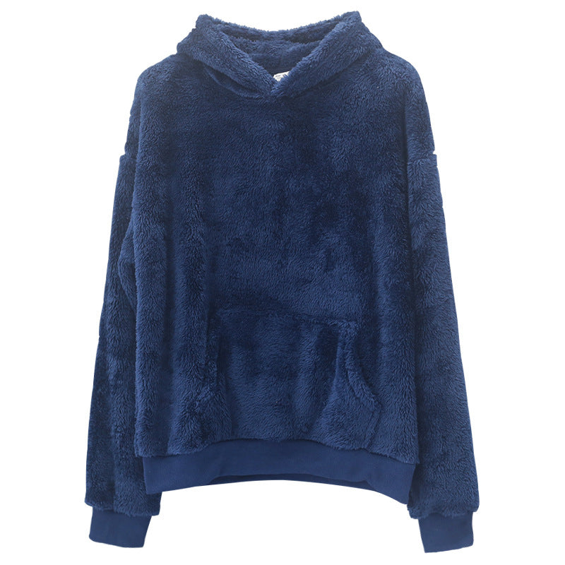 Dame hyggelig fleece-pullover med kængurulomme og hoodie Stilla
