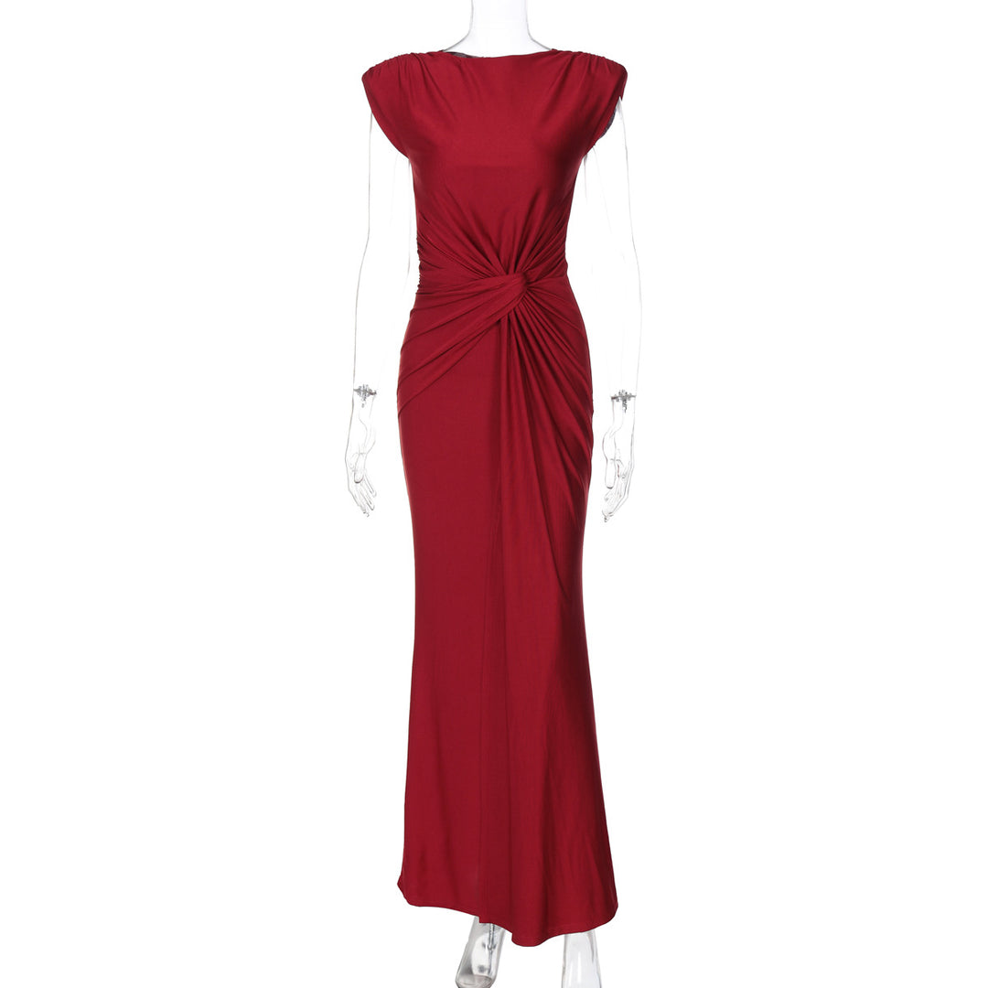Damer Elegant Wrap Maxikjole med raffineret Draperingselement Skovae