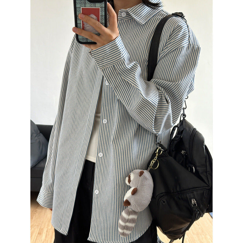Femme Stribet Let Button-Up Skjorte Stilla
