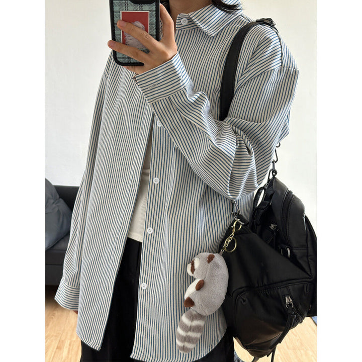 Femme Stribet Let Button-Up Skjorte Stilla